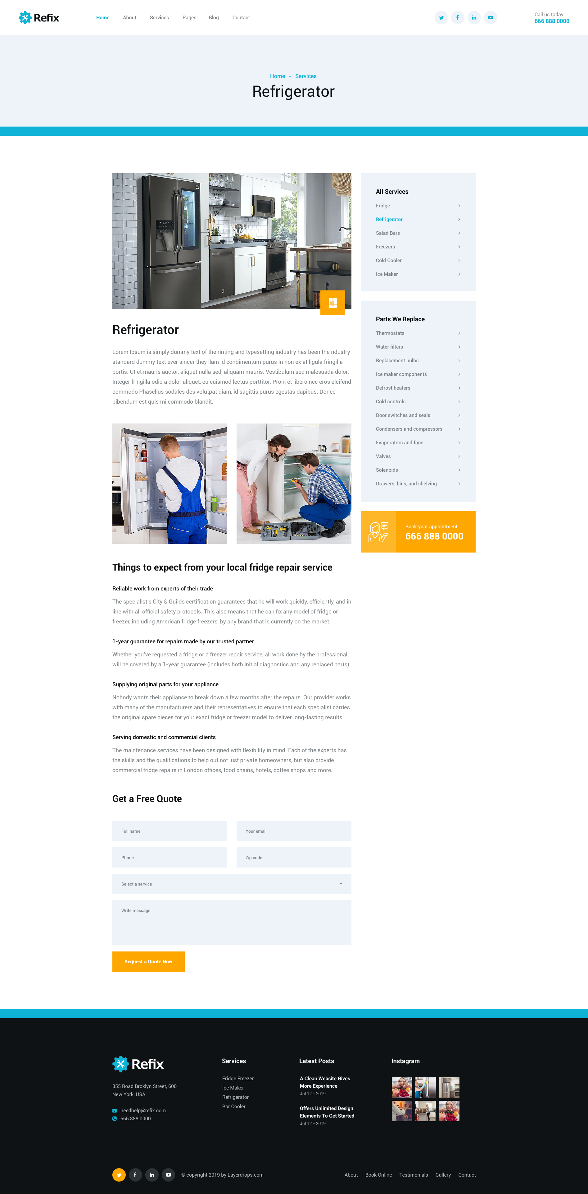 Refix Fridge & Freezer Repair Company PSD Template by Layerdrops